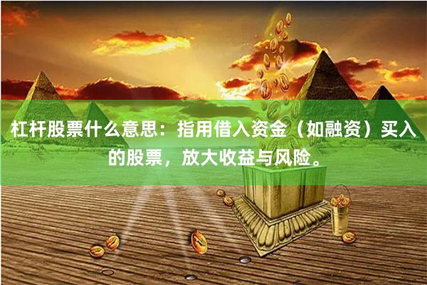 杠杆股票什么意思：指用借入资金（如融资）买入的股票，放大收益与风险。